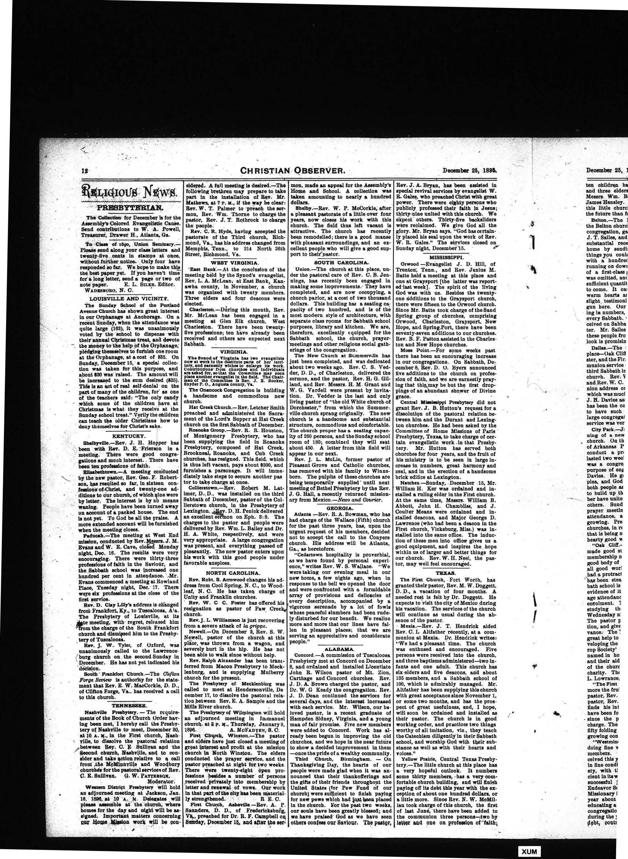 Third Meetings 80 publicly confess Christ W.B. Gales evangelist